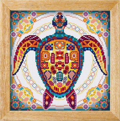 Diamond painting MANDALA WATERDIER SCHILDPAD - full diamond painting - vierkante steentjes