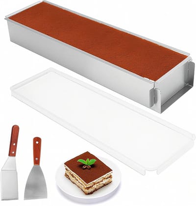 Rechthoekige Bakvorm - Taartvorm Cakevorm - Taarten Bakken - Verstelbare Rand - 40 cm - Zilver