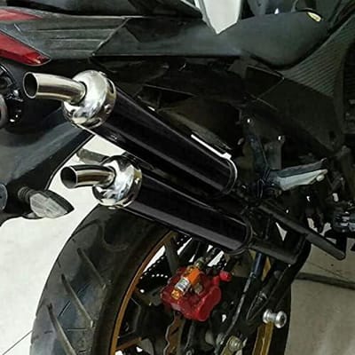 Uitlaatdemper voor 2 takt motorfiets, roestvrijstaal, 20mm - Zwart - Geluidsreductie - Duurzaam.