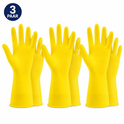 Schoonmaakhandschoenen & Huishoudhandschoenen - 3 Paar - Latex - Anti-slip - Geel
