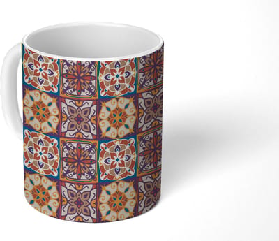 Mok - Koffiemok - Vector - Tegel - Abstract - Patroon - Mokken - 350 ML - Beker - Koffiemokken - Theemok
