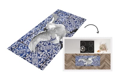 Keukenloper - Loper keuken - Delfts Blauw - Zwaan - Oude Meesters - 120x50 cm - Keukenloper vinyl