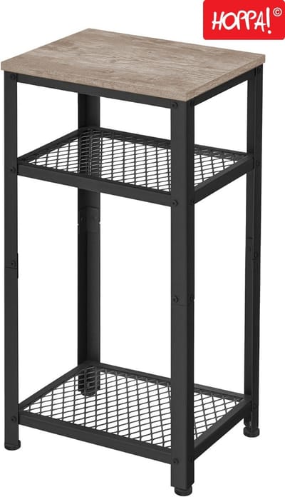 Hoppa! Vintage bijzettafel - Metaal - Greige/Zwart - 40 x 30 x 75 cm (B x D x H)