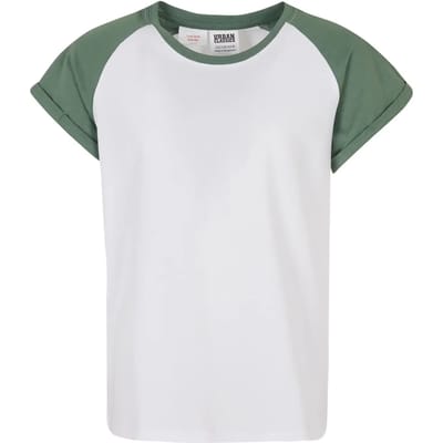 Urban Classics - Contrast Raglan Kinder T-shirt - Kids 110/116 - Wit/Groen