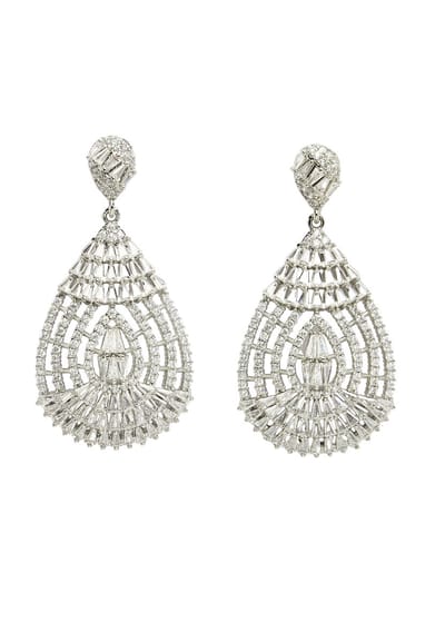 AVANT-GARDE PARIS Diva Collection - Hollow Zirconia Drop Earrings - 1 stuk - Rhodium Plated met prachtige glans