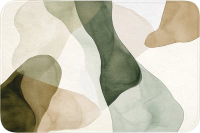 Badmat 90x60 cm - Antislip - Japandi - Abstract - Groen - Badmatten voor badkamer - Badkamermat - Douchemat - Badkamer mat