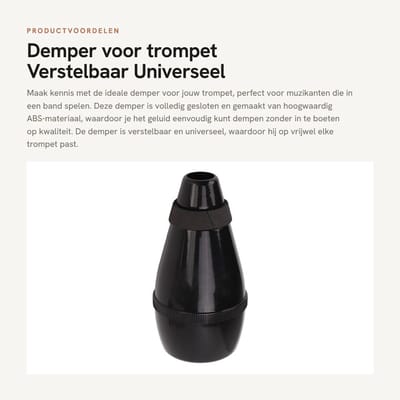 Dailygoods- Demper Universeel - Verstelbaar - Volledig Gesloten - Trompet - ABS - Zwart - Trompetdemper