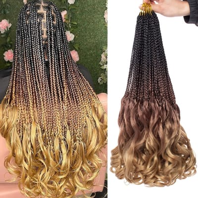 9 Pakken Voorgeluste Franse Krul Vlechten - 18 Inch / 46 cm - Bohemian Goddess Box Braids - Gehaakt Synthetisch Vlechthaar