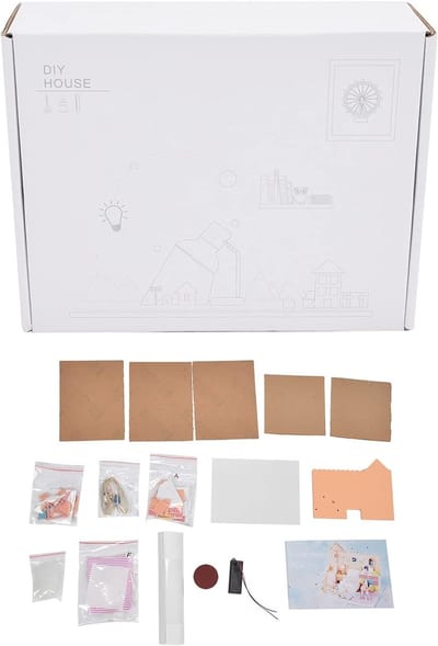 Poppenhuis Bouwpakket - Creatieve Hobby - Modelbouw - Met LED Verlichting - 23 x 18 x 7 cm