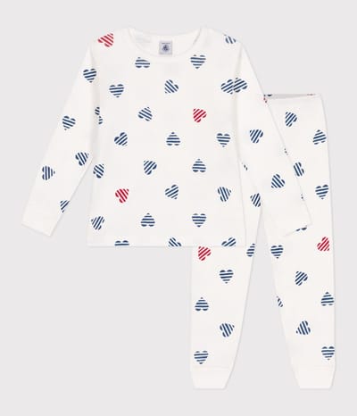 Petit Bateau Katoenen kinderpyjama met lange mouw en hartjesprint