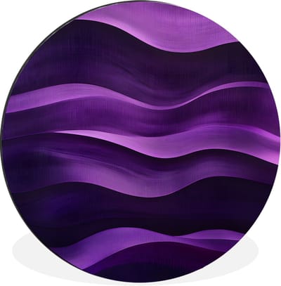 WallCircle - Wandcirkel - Muurcirkel - Golven - Abstract - Paars - Aluminium - Dibond - 30x30 cm - Binnen en Buiten