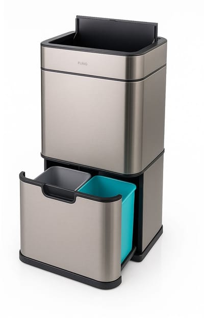 FlinQ Senzaro - 60L Prullenbak Afvalscheiding - Vuilnisbak - Afvalscheidingsprullenbak - Afvalemmer - Bewegingssensor - Stainless
