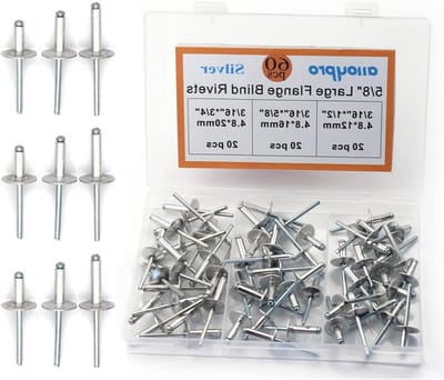 Grote flens blinde klinknagels - Aluminium popnagels - Bevestigen van materialen - Grote flens grotere steun - 60 stuks 4.8mm