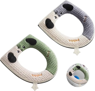 Pluche Toiletbrilhoes met Rits, 43 x 38 cm, Waterdicht en Wasbaar, Ideaal voor Ovale Toiletten, 2 Stuks, Warm en Comfortabel in de Winter