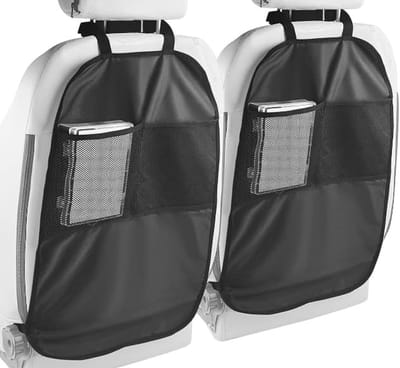 Dailygoods- Zitbeschermers Waterdicht - 2 Stuks - Achterbank Beschermers - Opbergfunctie - Hoogwaardige Ruimteleer - Verstelbaar 44x66 cm - Autozitbeschermers