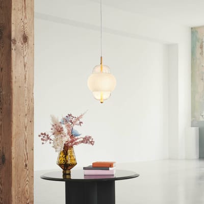 DESIGN BY US Hanglamp Shahin, Ø 23 cm, 3-lamps, wit / helder, glas