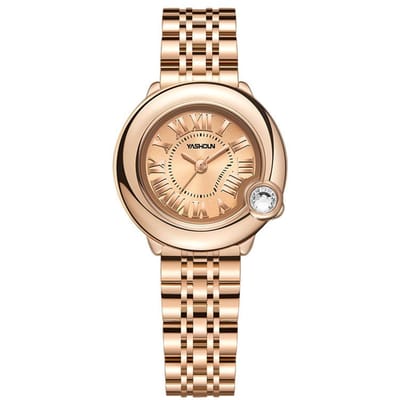 Horloges voor Dames Mode Temperament Dameshorloge Quartz Horloge Waterdicht Massief Stalen Band Dameshorloge beige