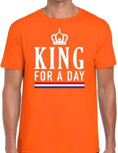 Oranje King for a day t- shirt - Shirt voor heren - Koningsdag kleding S