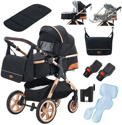 Kinderwagen - Zwart - Buggy - Kinderwagen 3 In 1 - Kinderwagens & Buggy's - Kinderwagens - Baby - Buggy's - Plooibuggy - Buggy Inklapbaar - Kinderwagens - Kind - Kinderen - Baby - Baby's