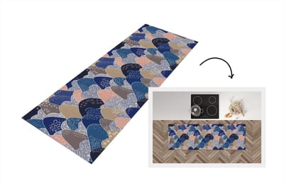 Keukenloper 150x50 cm - Keukenmat vinyl Berg - Pastel - Japans - Patronen - Keukenmatten loper - Keuken vloerkleed tapijt