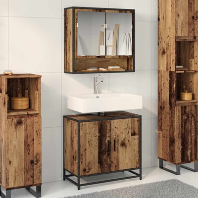 vidaXL - Badkamermeubel - Set - 2 - st - Oud - Hout - 65 - x - 33 - x - 60 - cm - Bewerkt - hout