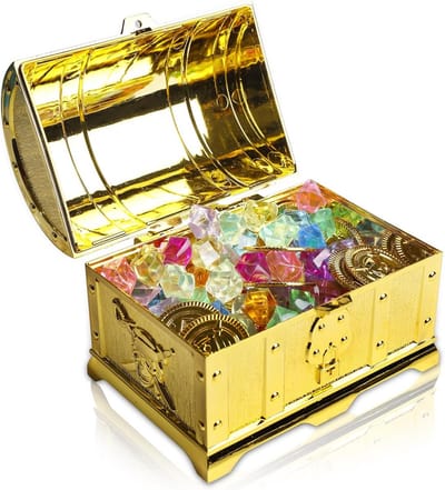 Schatkist met Gouden Munten en Edelstenen voor Kinderfeestjes en Speurtochten