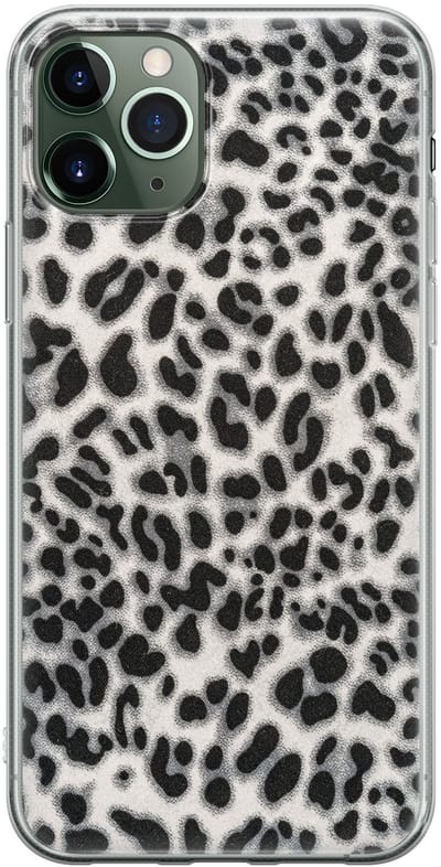 Leuke Telefoonhoesjes - Hoesje geschikt voor iPhone 11 Pro - Luipaard grijs - Soft case - TPU - Luipaardprint - Grijs