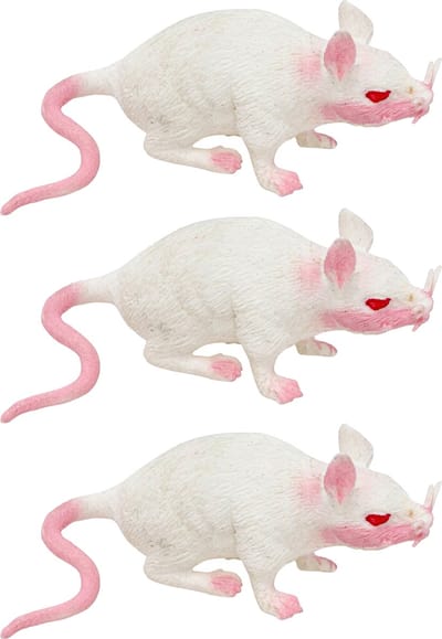 Chaks Stretchy nep rat 17 x 14 cm - 3x - wit - Horror/griezel thema decoratie