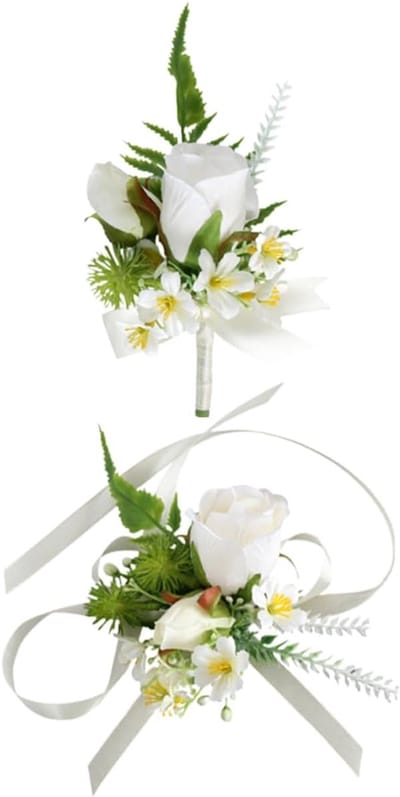 Kunstmatige Corsage - Bloem Speld - Bruiloft Decoratie - Niet Verwelkend - 16x11x5 cm - Zoals Afgebeeld