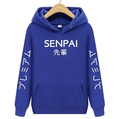Mode Japanse Heren Hoodies Streetwear SENPAI Hoodie Sweatshirt Heren Dames Hoodies Pullover S blauw