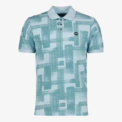 Unsigned heren polo met grafische print blauw - Maat S