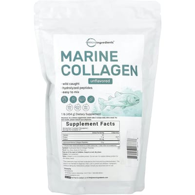 Micro Ingredients, Marine Collagen, Unflavored, 1 lb (454 g)