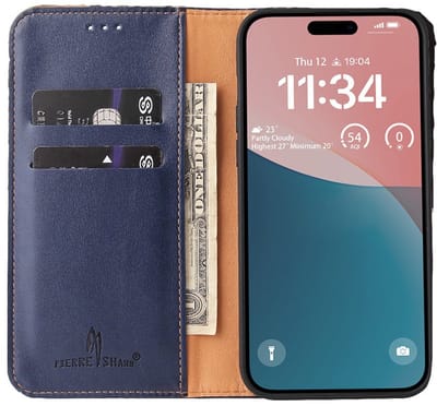 Mobiq - Premium Business Wallet geschikt voor iPhone 17 Portemonnee Hoes - blauw