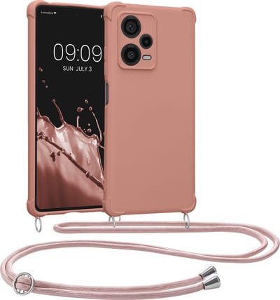 kwmobile telefoonhoesjegeschikt voor Xiaomi Redmi Note 12 Pro+ 5G / Note 12 Pro Plus 5G - Hoesje van siliconen met telefoonkoord - In parelmoer