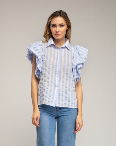 Gestreepte blouse met pofmouwen