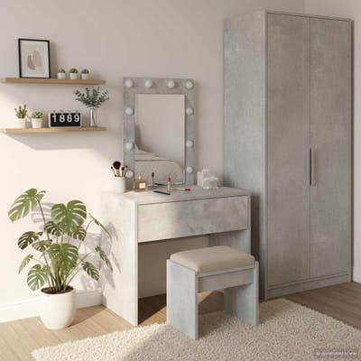 Kaptafel - Make-up tafel - Slaapkamer inrichten - Mat frame afwerking - 60 x 40 x 70 cm - Grijs