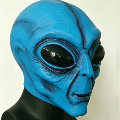 Blauw Buitenaards Latex Masker One size fits all adults blauw