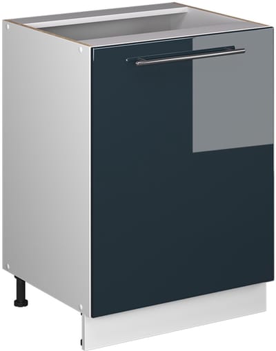 Vicco Keukenonderkast Fame-Line, Donkerblauw hoogglans/Wit, 60 cm 1 deur zonder werkblad