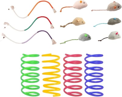 13-delig interactief speelgoed voor katten, bijtspeelgoed, kittens, speelgoedset voor katten, huisdieren, speelgoed met spiraal, catnip speelgoed, muis, kattenkruid, voor interactie