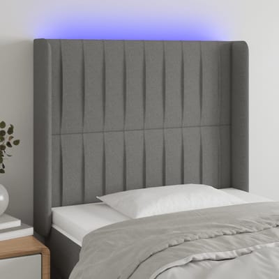 vidaXL - Hoofdbord - LED - 103x16x118/128 - cm - stof - donkergrijs