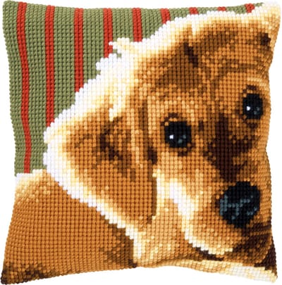 Vervaco - Kruissteekkussen kit - Lieve pup - PN-0158555 - Borduren - Borduurpakket - Borduurpakket volwassenen - Borduurpakket kind