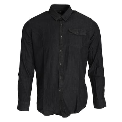 Premier Heren Jeanssteek Lange Mouw Denim Shirt (Zwarte denim)