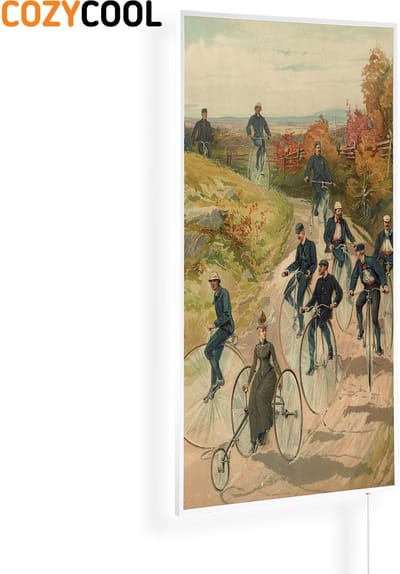 Infraroodpaneel met afbeelding | Schilderij fietsen | 1200 Watt | Witte lijst | Infrarood verwarmingspaneel | Infrarood paneel | Infrarood verwarming