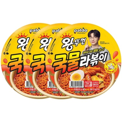 Paldo King Lid Wang Ttukkeong Soep Rabokki Instant Kommieet Zoet Pittige Smaak 130g x 3 Pakjes