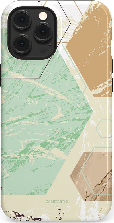 Casetastic hoesje geschikt voor Apple iPhone 12 Pro Max - MagSafe - Dubbellaagse bescherming - Vlaklicht - Fashion Case - Crème Mintgroen Wit Lichtgrijs