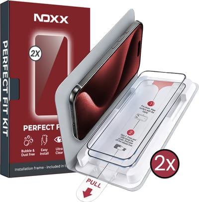 Screenprotector - Geschikt voor Apple iPhone 15 Pro - 2 Stuks - Met Montagehulp - Perfect Fit Kit - Bubbelvrij Aanbrengen - Gehard Glas - Beschermglas - Tempered Glass - Screen Protector - Case Friendly