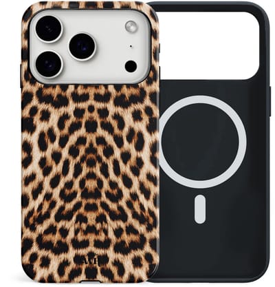 xoxo Wildhearts siliconen hoesje geschikt voor iPhone 17 Pro MagSafe hoesje - Wild Thing - Double Layer - Magnetisch telefoonhoesje - Magneet case - Backcover met dubbele beschermlaag - Luipaard print - Tijger print - Dierenprint - Tijgerprint