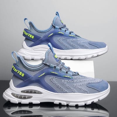 Heren Sportschoenen Lente Nieuwe Hardloopschoenen Heren Vliegweefsel Mesh Ademend Casual Trendy Schoenen 44 gray