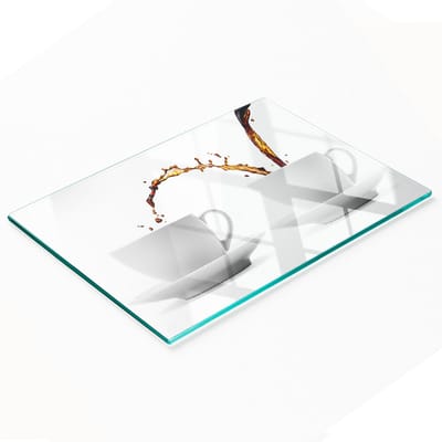 Multifunctionele decoratieve snijplank voor de keuken, gemaakt van gehard glas, koffiekleur, 80x52 cm