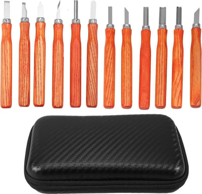 Houtsnijset - Beitel set - Houtbewerking projecten - Ergonomische handgrepen - 11 cm lengte - Bruin